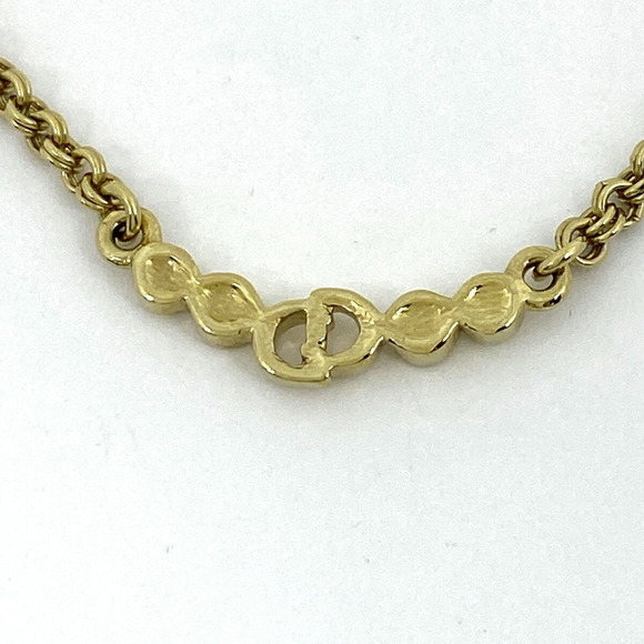 Christian Dior Logo Rhinestone Necklace CD GP Gold - Picture 2 of 4